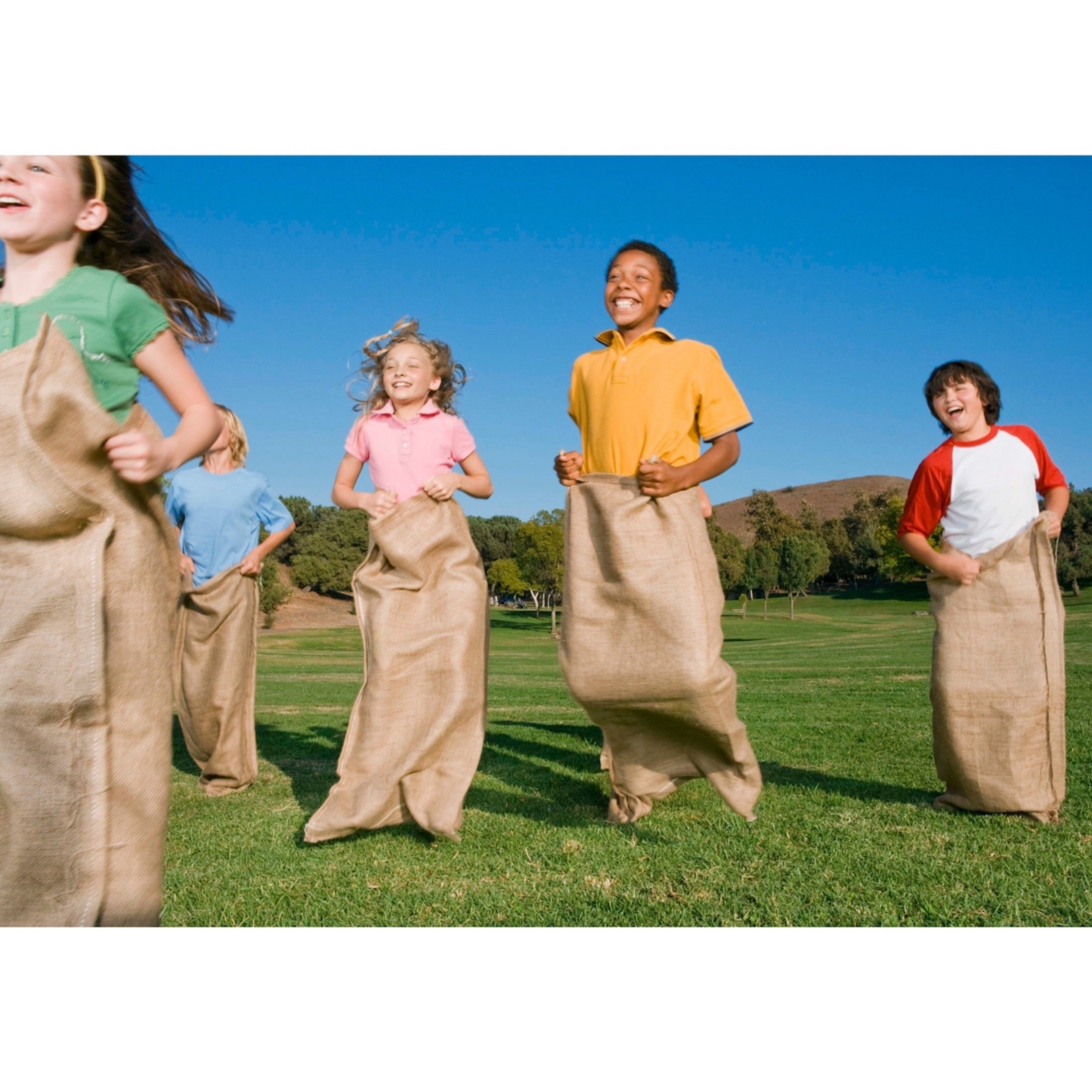 PNP Jute 4 Pack 40"x24" 10 oz. Heavy-Duty Classic Burlap Race Bags for Kids and Adults